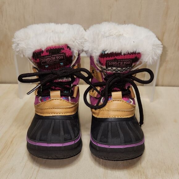 London Fog Pink Tan Black Snow Boots Child Waterproof Winter Boot Girls 6 - Picture 3 of 8